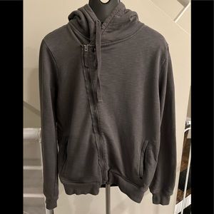 Allsaints hoodie - diagonal zipper - gray - Mens medium